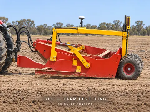GNSS-guided farm levelling scraper — application concept