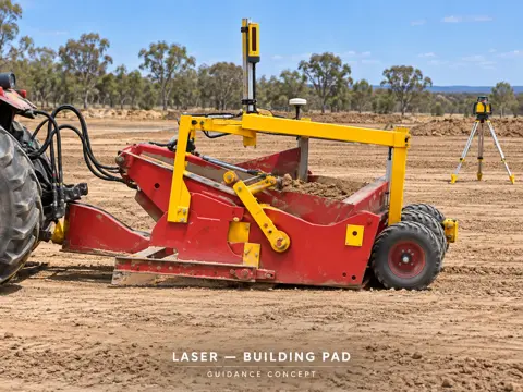 Laser-guided scraper on a building pad — application concept