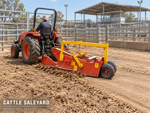 Tractor Scraper Cleans Cattle Saleyard — application concept