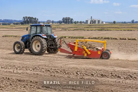 Compact Tractor Leveling Brazilian Rice Fields — application concept